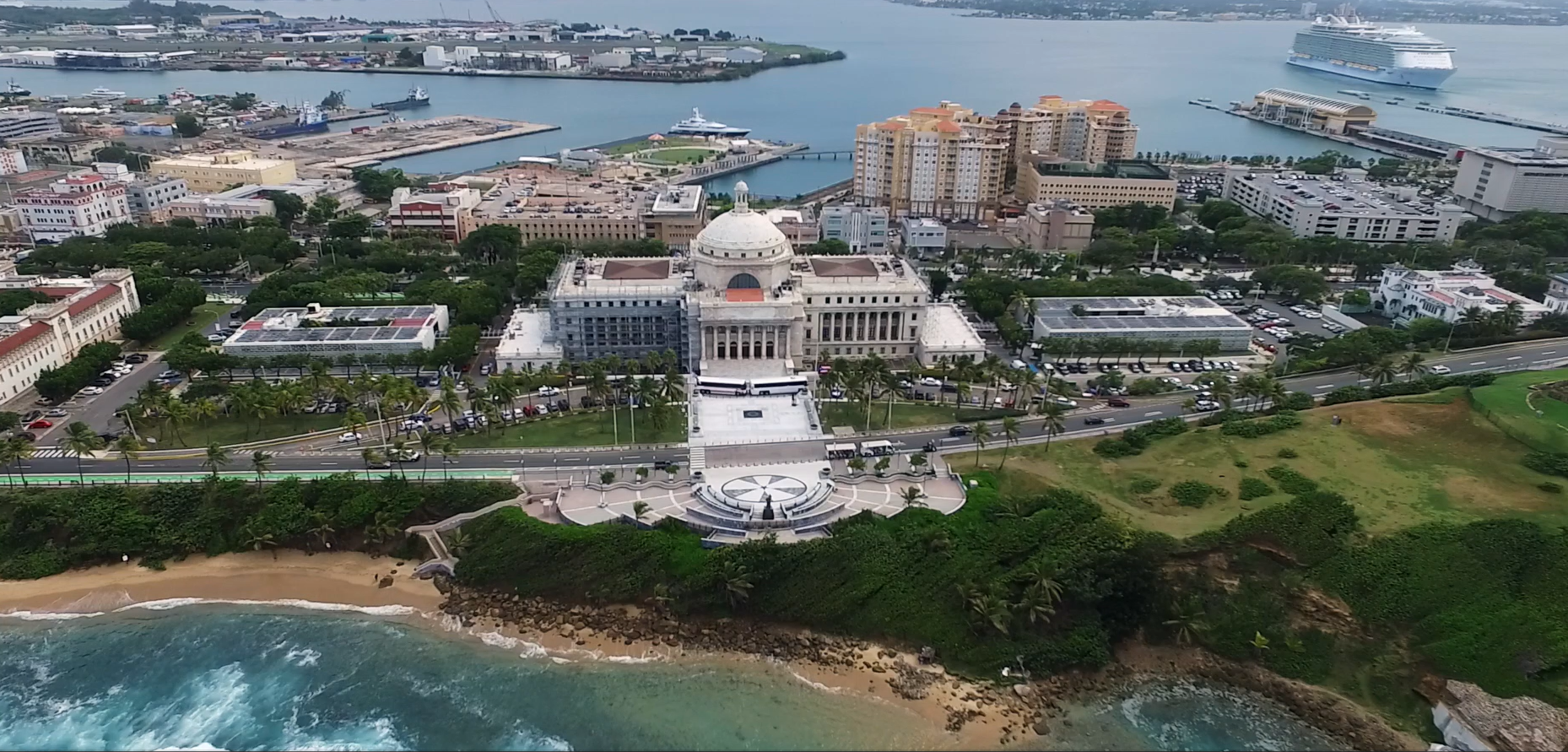 Aerial view of the Puerto Rico Capitol in San Juan